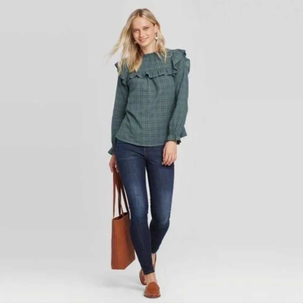 UNIVERSAL THREAD Plaid Ruffle Top - Picture 8 of 8